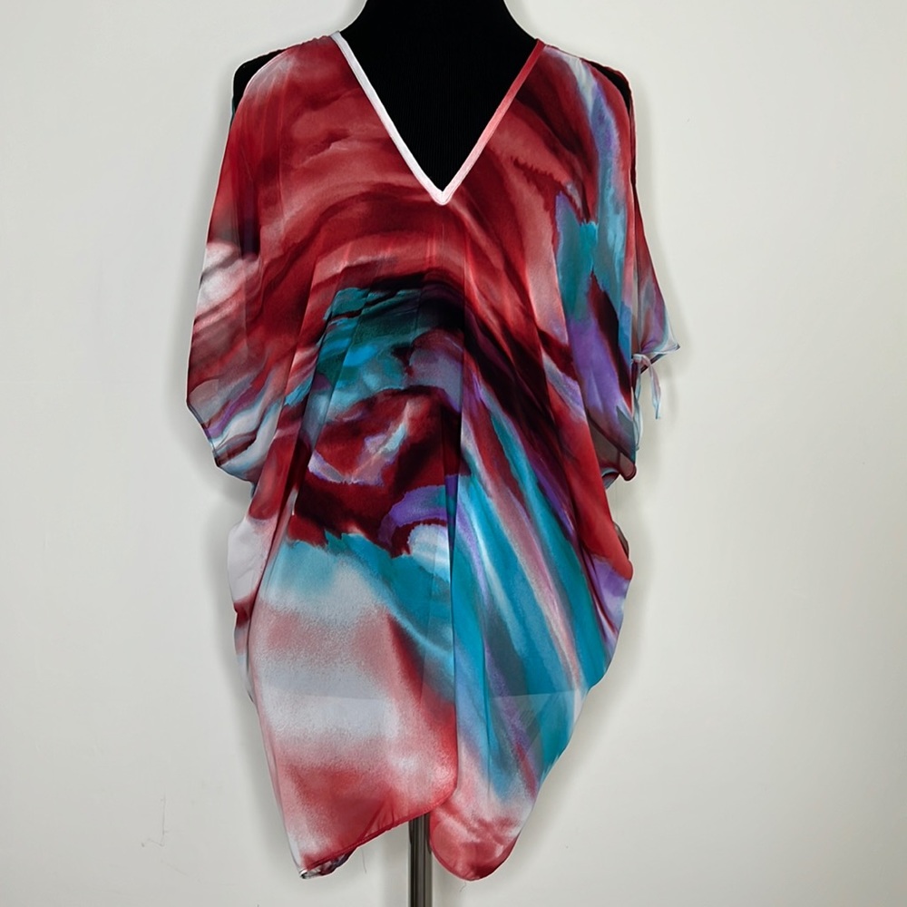 DREW Sheer Cold Shoulder Silk Top XS